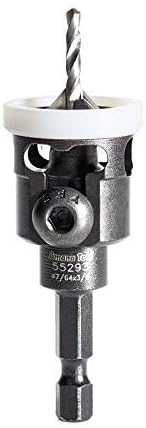 Amana Tool 82 Degree Countersink with Adjustable Low Friction Drill Bit Depth Stop, 55293, 3/8 D x 7/64 Drill D x 1/4 Inch Quick Release Hex Shank