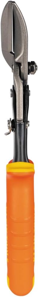 Klein Tools 2402S Straight-Cutting Offset Snips, Aviation Tin Snips with Forged Blade for Precision Sheet Metal Cutting