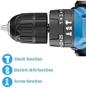 21V Cordless Drill with 2 Batteries and Charger, 25+1+1 Torque Setting Electric Drill with 26 Acessories, Built-in 3/8'' Keyless Chuck, LED Light, Max 398 in/lb Electric Screwdriver