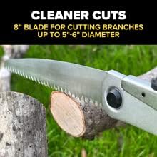 Jameson Professional Grade 8 Inch Folding Pruning Hand Saw for Single Hand Use with Tri-Cut Blade and Slip Resistant Grip - 2 Pack