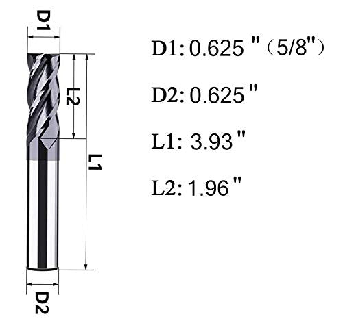 58 Carbide Square End Mill, HRC 45 Deg Single End 4 Flute AlTiN ating Mill Bits (58),Silver