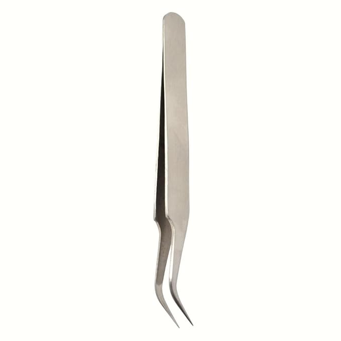 1 Piece Silver Stainless Steel Antistatic Antimagnetic Curved Tweezers Tool for Computer Electronics Maintenance