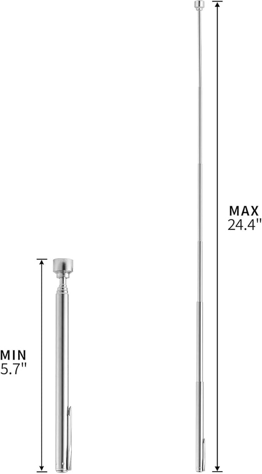 5LBs Telescoping Magnetic Pickup Tool, Magnet Stick Rod with Pen Clip Design, Extendable 5.7" to 24.4", for Men Gift Birthday, Father's Day, Christmas