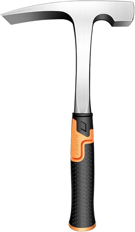 Mason's/Bricklayer'sHammer-32 oz Brick Hammer Masonary Tool- Forged one piece Steel Construction&shock reduction handle(12.7inch)