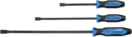 Mayhew Tools 14071BL Dominator Pro 3-Piece Pry Bar Set, 12", 17" & 25" Curved Pry Bars, Blue