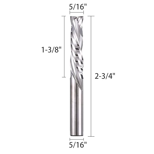 Carbide Compression Router Bit Up&Down 2 Flutes End Mills 5/16" Shank with 5/16" Cuting Diameter,1-3/8" Cutting Length for CNC Mill Machine Woodworking 5 Pack