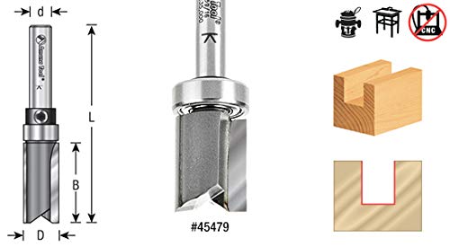 Amana Tool - 45476 Carbide Tipped Straight Plunge .615 Dia x 1/2 x 3/8 Shank with Upper Bb