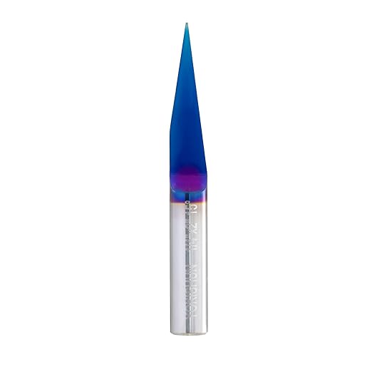CNC V Bit 15 Degree Engraving Bit 0.005 Tip 1/4 Shank with Nano Blue Coat Solid Carbide V Groove Router Bit for Signmaking Carving