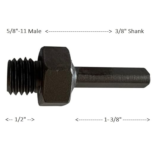 5/8"-11 Male to 3/8" Shank (Short) Core Drill Adapter for Core Bits. Heat-Treated Steel with high Strength for Longer Durability.