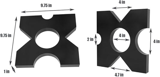 Arbor Press Plate, 20 Ton and 32 Ton Shop Metal Press Plates with 4 Notch, 1 inch/25mm Thickness, H Frame Thickened Hydraulic Shop Press Plate 1" x 9.75" x 9.75" (1 Pair)