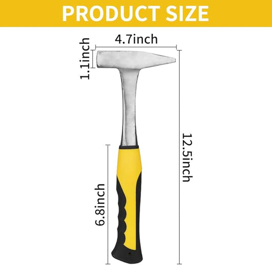 Sheet Metal Hammer - 21oz Tinsmith With Integral Forging for HVAC, Pipe Work, Square Shaping, Tinning (600, Yellow)