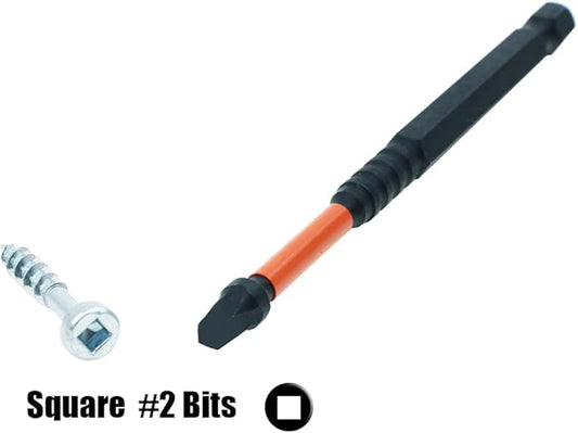 AUTOTOOLHOME 10 Pack #2 Square Driver Bit 4 inch Long Square Impact Drill Bit for Pocket Hole Jig System SQ2 Bits