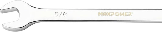 MAXPOWER 5/8 Inch Combination Wrench Set, Professional Open and Box End Spanners with Mirror Finish, Made with Forged and Heat-Treated Cr-V Steel, 12-Point Design