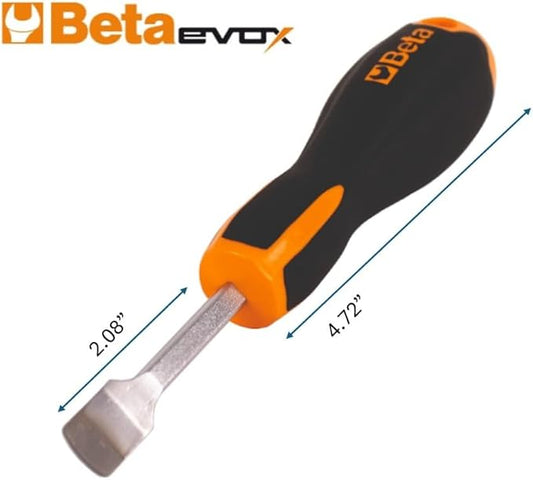 Beta 1201E/DZ Evox Dzus Screwdriver | Quick Turn Quarter-Turn Panel Fastener Tool | Ergonomic Handle, Anti-Roll Design, Chrome-Plated Shank | For Countersunk Dzus Head Screws