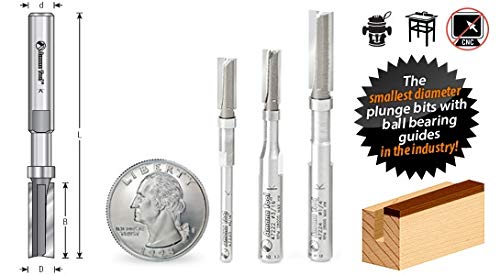 Amana Tool - 47223-S Miniature Flush Trim Plunge Template 1/4 Dia x 1/4 x 1/8" Shank