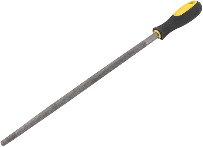 Bastard Cut Mill File, 12in Round Metal Files, Round Mill Steel File Rasp with Plastic Handle, Round Files, T12 Carbon Steel Rat Tail File for Wood, Metal, Plastic (Fine-Tooth)