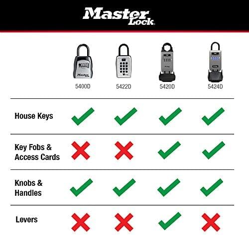 Master Lock Key Lock Box, Outdoor Lock Box for House Keys, Portable Combination Lockbox Resettable Code, 5400EC, Black