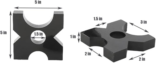 Arbor Press Plate, 20 Ton and 32 Ton Shop Metal Press Plates with 4 Notch, 1 inch/25mm Thickness, H Frame Thickened Hydraulic Shop Press Plate 1" x 5" x 5" (1 Pair)