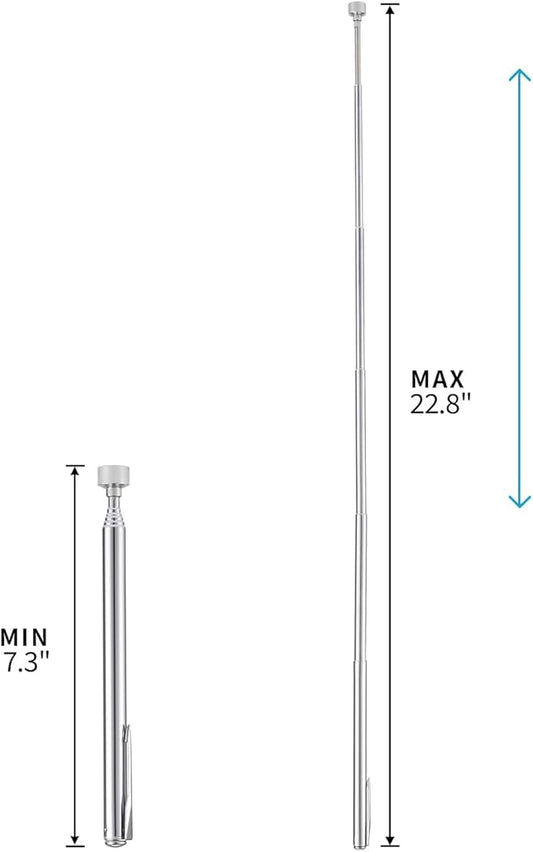 2 Pieces 5 LBS Flexible Magnetic Pickup Tool Set, 23.6" Spring Bendable Extension Pick Up, with Pen Clip Design, Magnet Stick Kit for Men, Birthday, Father's Day, Christmas Gift