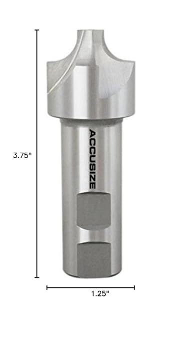 Accusize''dustrial Tools 3/8'', H.S.S. Corner Rounding End Mills, 7/8'', Shank Dia, 1-1/4'' Cutter Dia, 3-3/4'' Overall Length, 1011-0578