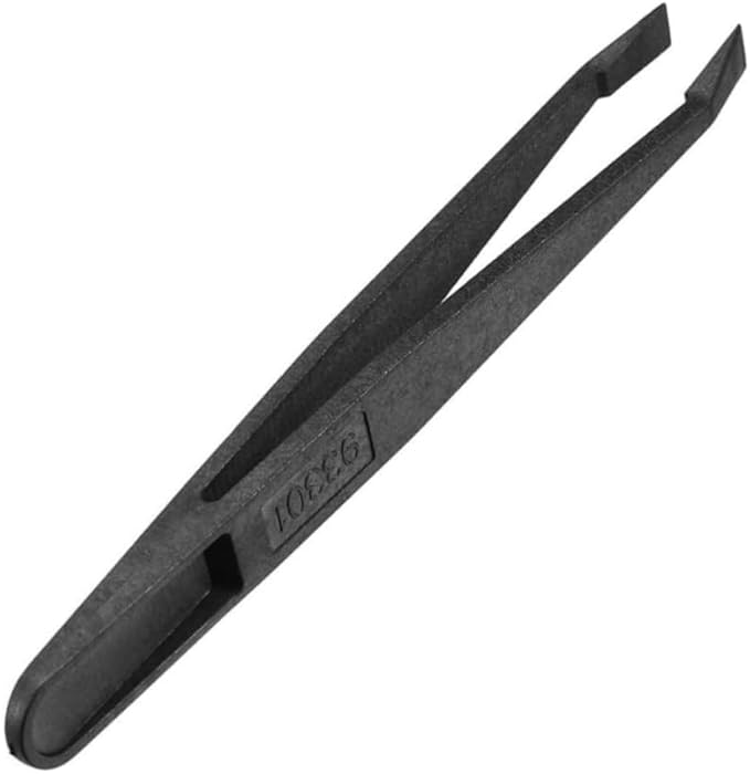 Black Plastic Slant Flat Tip Anti-static Tweezers 4.7 Inch Length 6pcs