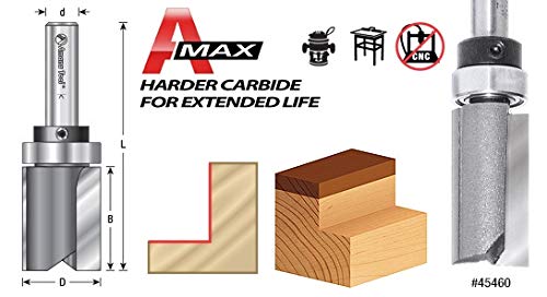Amana Tool 45550 Carbide Tipped Flush Trim Plunge Template Router Bit 1-1/8 Dia x 1 Inch x 1/2 Shank with Upper Ball Bearing
