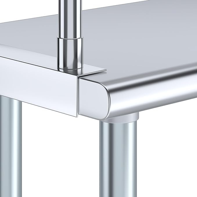 Stainless Steel Work Table with Wide Single Tier Overshelf | Metal Kitchen Prep Table & Shelving Combo (30" x 60" Work Table + 12" Overshelf)