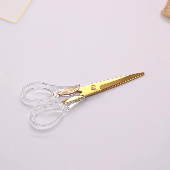 NatSumeBasics Gold Scissors Clear Acrylic Scissors 6.5" Craft Office Professional Shears for Home School Office Desk Accessories Stationery Supplies (Clear Gold)