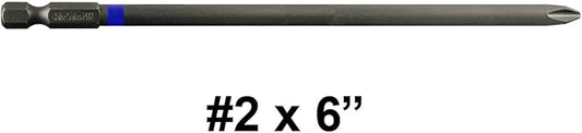 2 x 6 Inch Phillips Driver Bit - Galvanized Steel with 1/4" Quick Change Out Shank - For #2 Phillips Screw Heads or Other Standard #2 Phillips Head Fasteners (2 PACK)