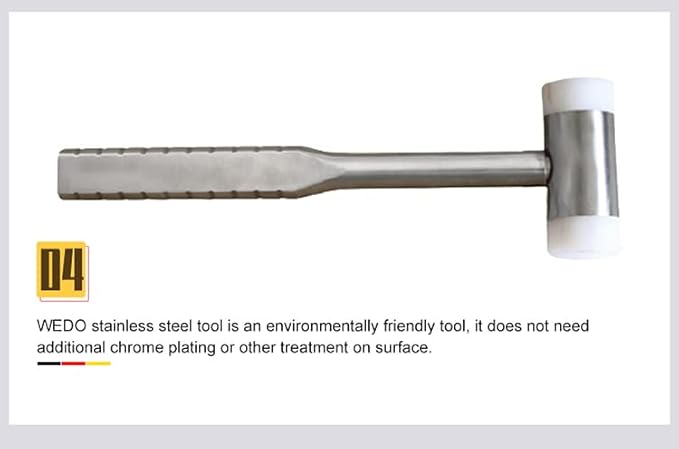 WEDO Nylon Hammer,500g(1.1lb),Dead Blow Hammer,Stainless Steel,Double-Face Mallet with Stainless Steel Flat Handle,Corrosion Resistant,Non-Recoil Hammer for Construction,Automotive,Home Decoration