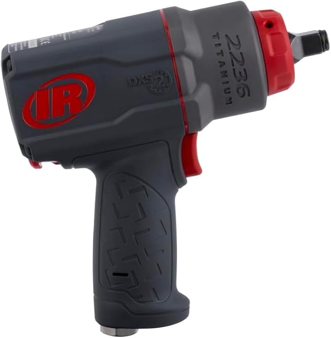 Ingersoll Rand 2236QTIMAX DXS2 1/2" Air Impact Wrench, Quiet, 1,500 ft-lb Torque, Titanium Hammer Case, Friction Ring Retainer, Pistol, Interchangeable Anvil, Multifunctional Tool