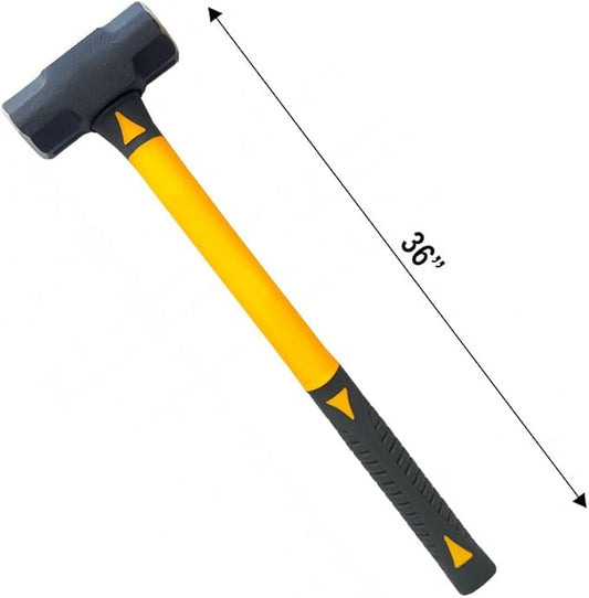 Sledge Hammer 14 LB with 33 Inch Fiberglass Handle Length Powder Coated with Polished face Heavy Duty Metalworking Tools for Automotive, Industrial, and Construction E-2257