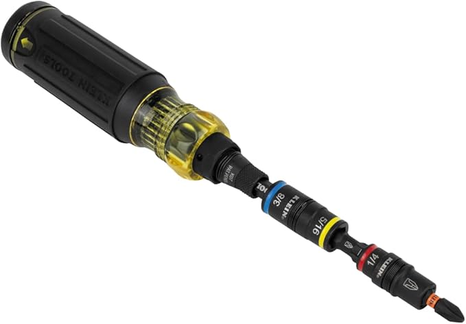 Klein Tools 32517HD KNECT 17-in-1 Impact-Rated Hybrid Screwdriver/Nut Driver, Magnetic, Flip Socket, 11 Bits, 3 Nut Drivers, Bit Holder, Square Adapter