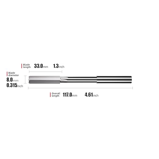 8mm Chucking Reamer,H7 HSS Straight Flutes Lathe Machine Reamer,Round Shank Milling Cutting Tool,1 pcs DRINYOUNG(8mm)