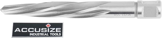 Accusize Industrial Tools 11/16'' H.S.S. Aligning Reamer with 3/4'' / 0.75'' Weldon Shank, Spiral Flute, 0521-1116