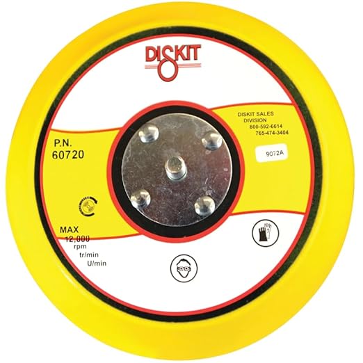 GripIt Sanding Pad 60720: Firm, 6", PSA, 0 Hole, Slant Profile, 5/16-24 Male