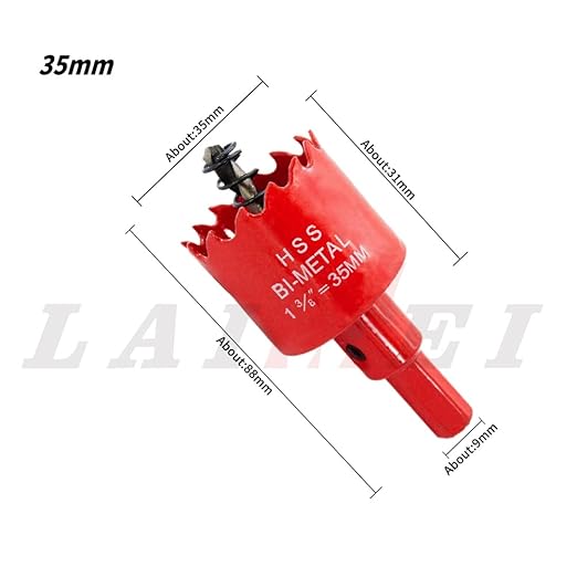 Hole Saw Drill Bit LAIWEI HSS Hole Cutter with Arbor for Wood,PVC Board and Plasterboard(1-3/8"(35mm Hole Saw))
