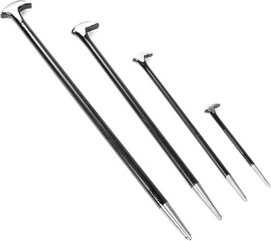 Stark USA - Heel Pry Rolling Head 4-Piece Pry Bar Tool Set ' 6, 12, 16, 20 Inch for Automotive Machinery Aligning & Prying Black