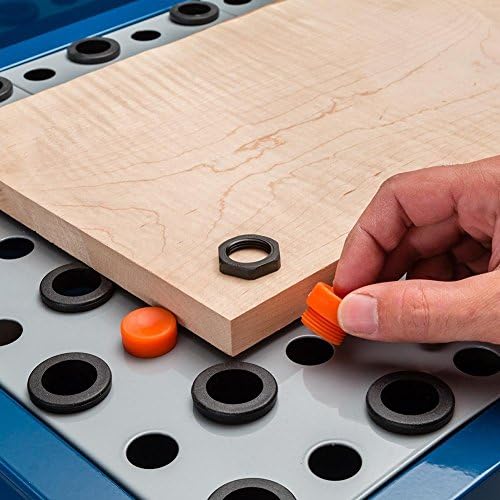 Rockler Downdraft Table - Orange Material Stops Woodworking Table - Metal Dust Collector w/Durable Powder-Coat Finish - Adjustable Rubber Feet Provides Firm Footing