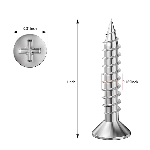 (300Pcs) #8x1 Wood Screw Quick Metal Self Tapping Flat Head 304 Stainless Steel