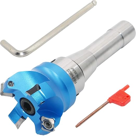 2 Inch Face Milling Cutter Aluminum KM12 50MM CNC End Milling Cutter Holder + R8-FMB22 Shank Face Shell Mill Arbor + 4pcs SEHT1204 Carbide Inserts + 8mm Hexagon Wrench + T20 Wrench CNC Machine Tools