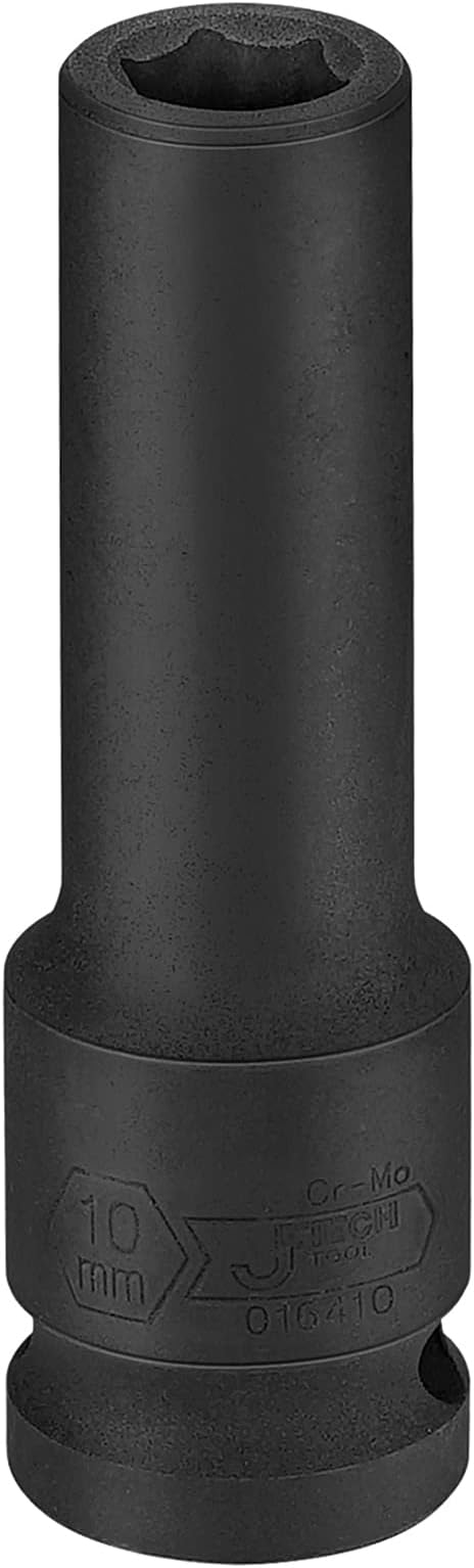 Jetech 1/2-Inch Drive 10mm Deep Impact Socket with 6-Point Design, Heat-Treated Chrome Molybdenum Alloy Steel, Metric