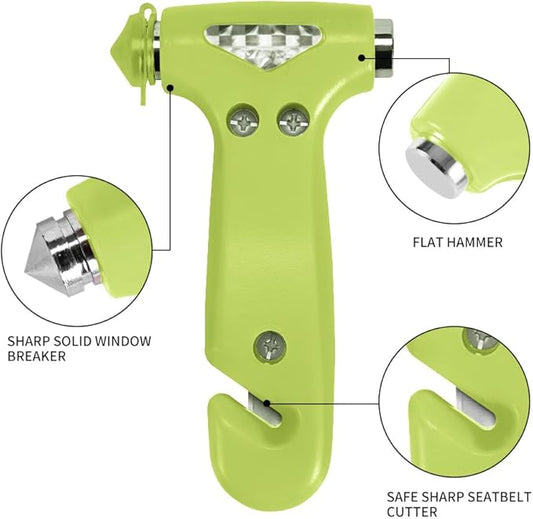 2-Pack Car Safety Hammer, Auto Emergency Escape Hammer with Window Breaker and Seat Belt Cutter, Emergency Escape Tool for Car Accidents, Glow in The Dark