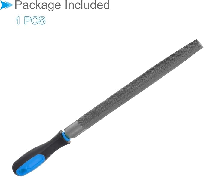 Metal Half-Round File, 10" Blade Length, High Carbon Hardened Steel Cut Mill Hand Rasp with Non-Slip Handle Blue - (Applications: for Wood, Metal, Plastic)