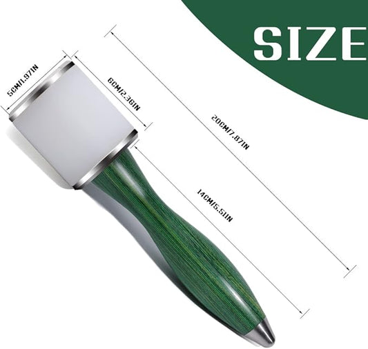 Leather Carving Hammer Leather Working Mallet Leather Maul DIY Leathercraft Mallet Stamping Tool with Nylon Straight Head Wood Handle for Leather Work (Green/Water-Rippled)