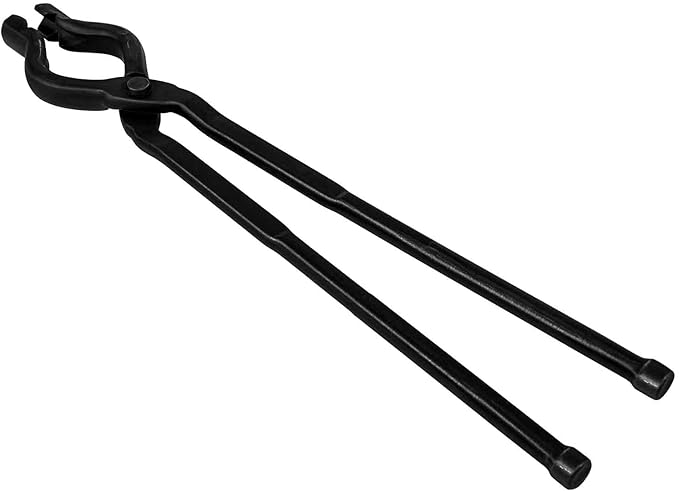 17" V-Bit Bolt Knife Making Tongs, Blacksmith Bladesmith Anvil Forge Assembled Wolf Jaw Tongs for Beginner & Seasoned Blacksmiths