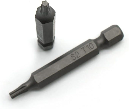 25 pc T10 Torx Star 6 Point T-10 Screwdriver Impact Ready 2 Inch Length Insert Bits Hex Shank with Quick Release Slot