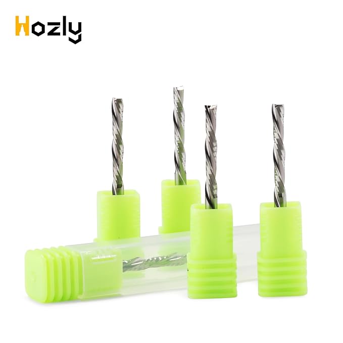 Downcut Spiral Router Bits 1/8 inch Shank, 1/8 inch Cutting Diameter ,3/4 inch Cutting Length,Solid Carbide CNC Router Bits End Mill for Wood Cut, Carving