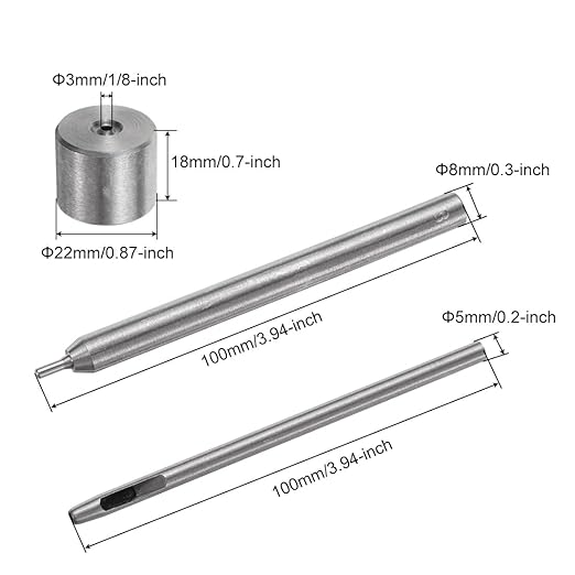 uxcell Eyelet Hole Punch Die Tool, 3mm Grommet Setter Hollow Punch for Leather Craft Clothing Handbag Fabric Curtain Setter
