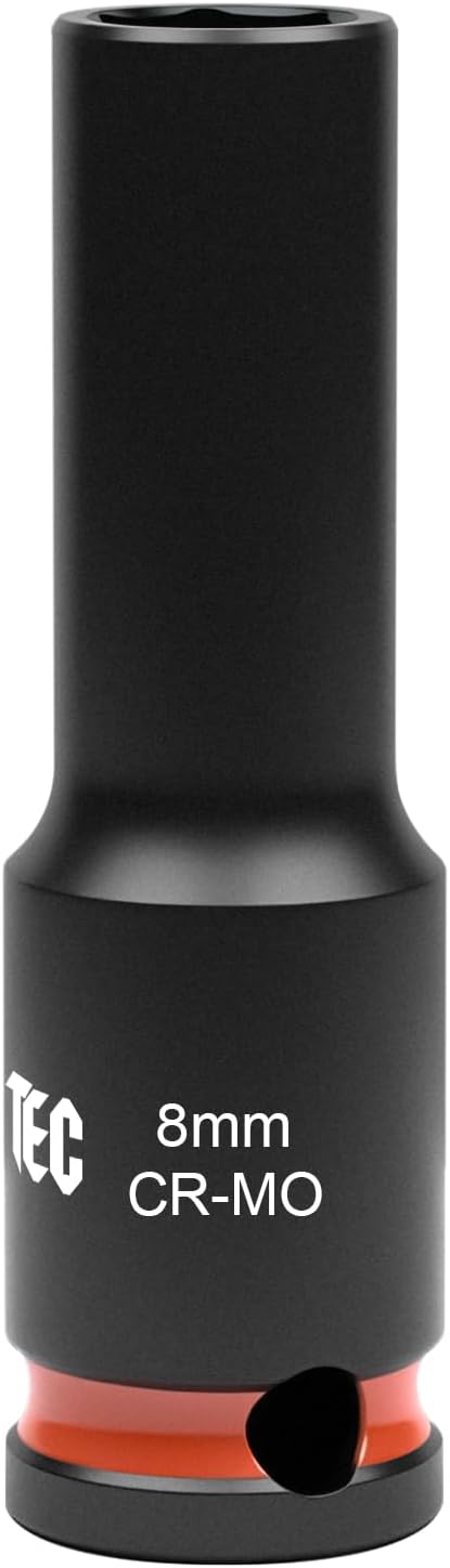 6-Point Deep Impact Socket, 3/8-Inch Drive 8mm Socket, Cr-Mo,Automotive, Truck Maintenance, Heavy Equipment Repair